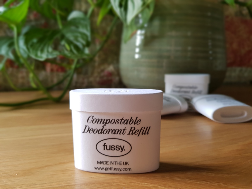 close up of a Fussy compostable deodorant refill
