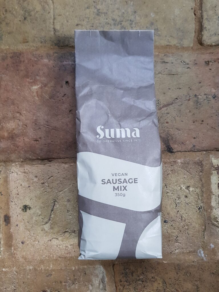 A pack of Sosmix vegan sausage mix
