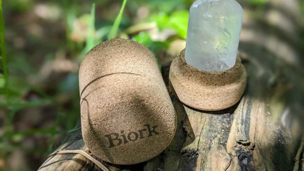 Biork crystal deodorant in cork packaging